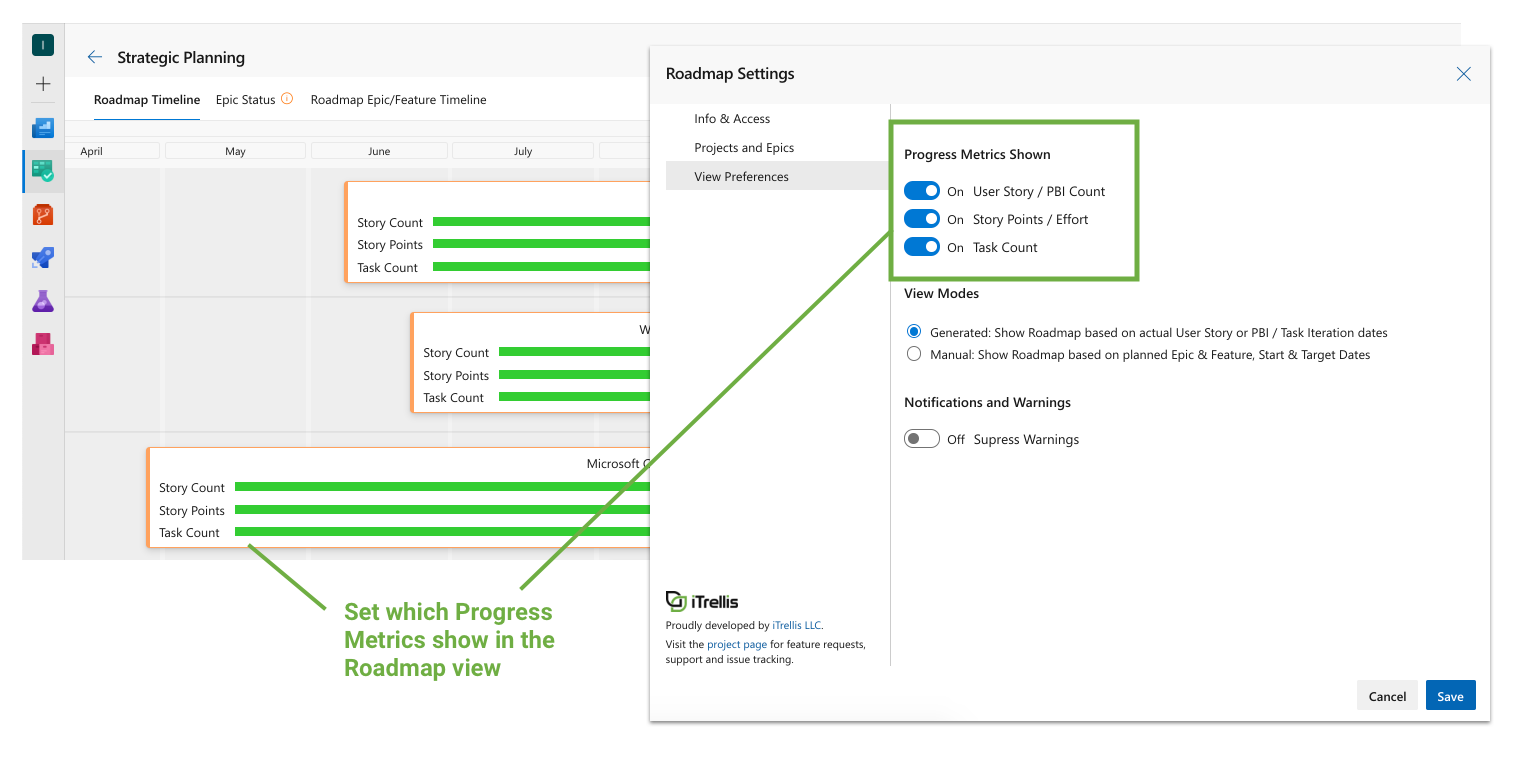portfolio-pp extension: edit metric settings